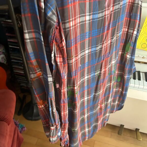 Wilfred Red and Blue Plaid Shirt Hand Painted Small - Picture 16 of 16